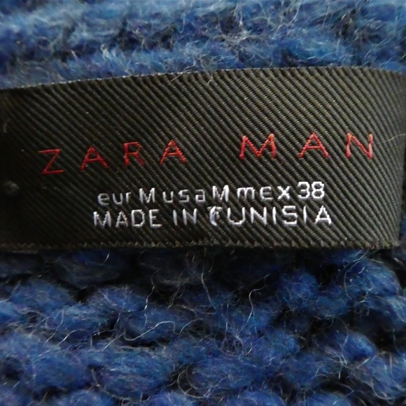 Zara Man Sweater Chunky Knit Cowl Fair Isle Acrylic Wool Blend M - Picture 6 of 8